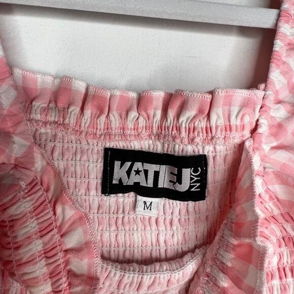 Katie J NYC Pink Gingham Girls Mini Dress Size Medium - Picture 5 of 6